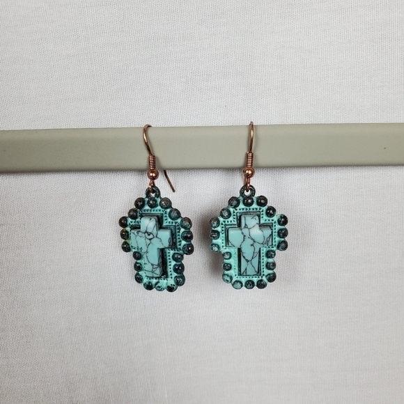 Turquoise Cross earings - Picture 2 of 4